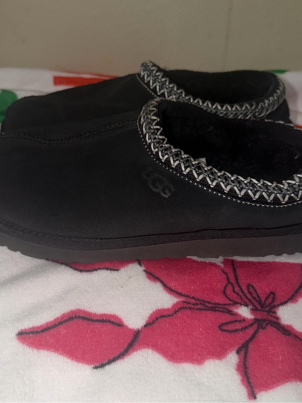 UGG Women’s Black Slip-On Knit-Trim Clog
